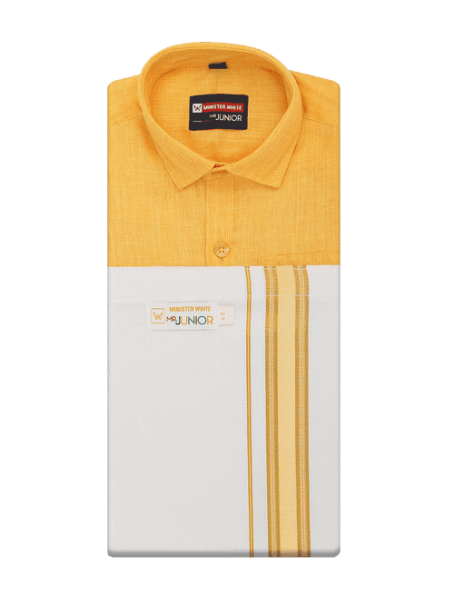 Boys Matching Half Sleeves Shirt with Flexi Dhoti Combo Yellow Polite Boy