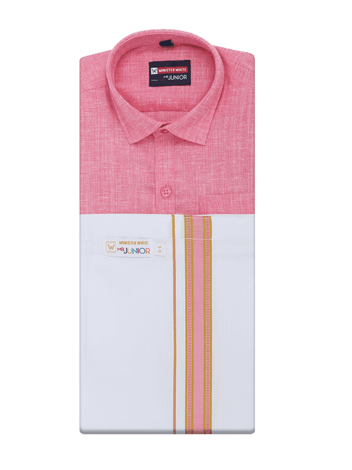 Boys Matching Half Sleeves Shirt with Flexi Dhoti Combo Pink Polite Boy