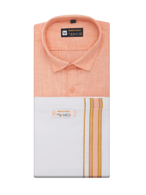 Boys Matching Half Sleeves Shirt with Flexi Dhoti Combo Peach Polite Boy