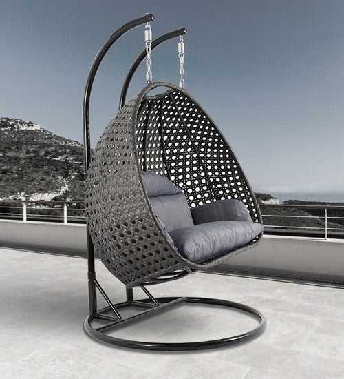 Hindoro Outdoor/Balcony Furniture Double Seater Hanging Swing with Stand (Black)