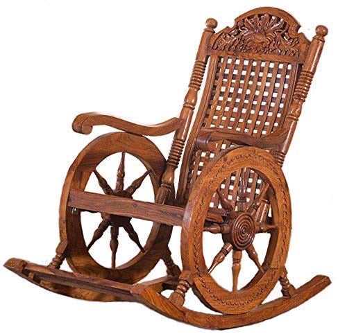 Hindoro Hand Carved Rocking Chair (Teak Wood, Brown)