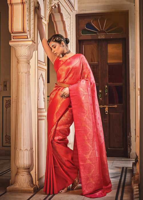 Bride Red Woven Kanjivaram Silk Saree