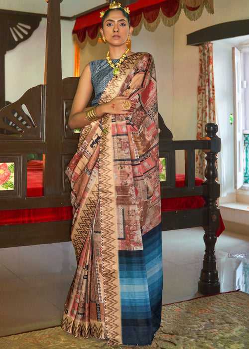 Multicolor Silk Saree With Digital Print