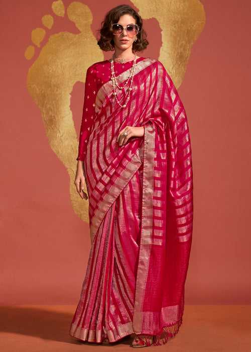 Red And Gold Banarasi Soft Silk Saree
