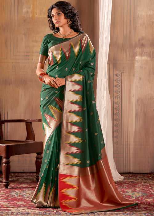 Traditional Green Woven Banarasi Silk Saree