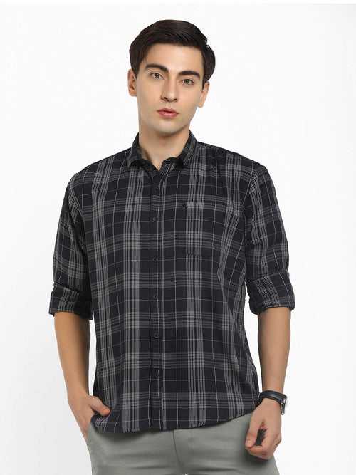 Men Black and White Checks Shirt (GBMNR2007)