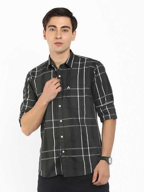 Dark Green Checks Shirt for Men (GBMNR 3002)