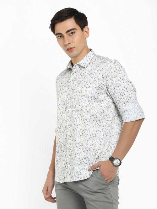 White Printed Mens Shirt (GBMNR2003)