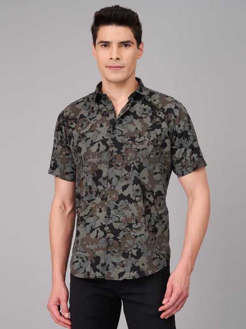 Men Grey Floral Printed Casual Shirt (GBMKPR705H)
