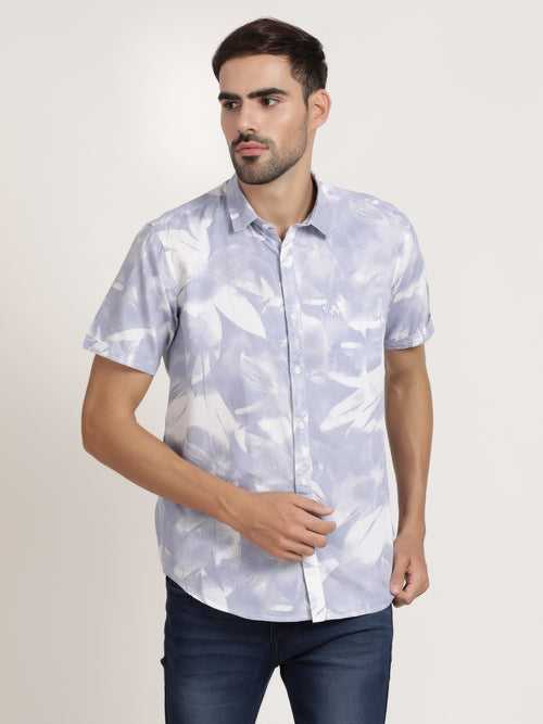 Men Blue Printed Casual Shirt (GBMNR4013)