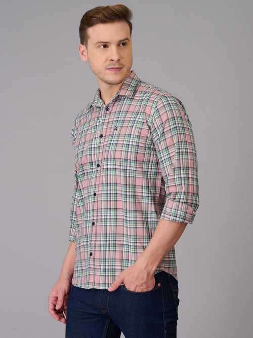 Men Rose Pink Quad Checks Shirt (GBHM23ED17)