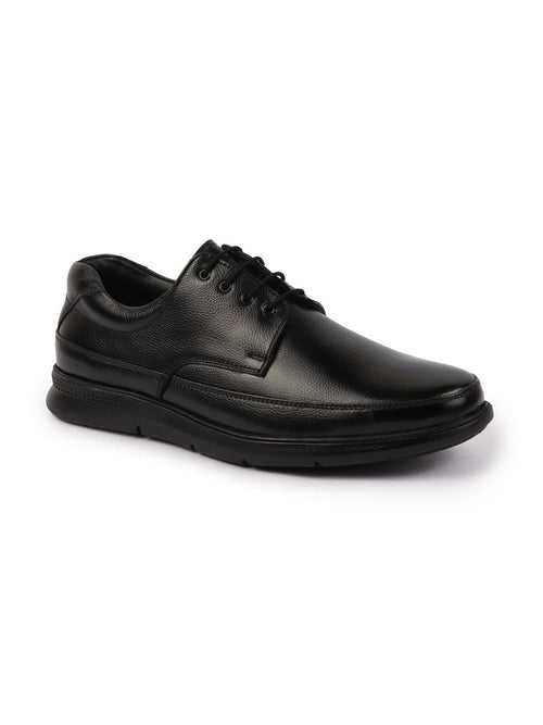 Men Black Genuine Burnish Leather Formal Dress Lace Up Flat Heel Shoes For Office|Work