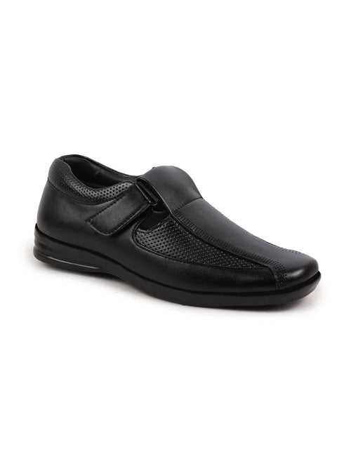 Men Black Shoes Style Casual Slip On Adjustable Strap Velcro Sandal For All Day Comfort