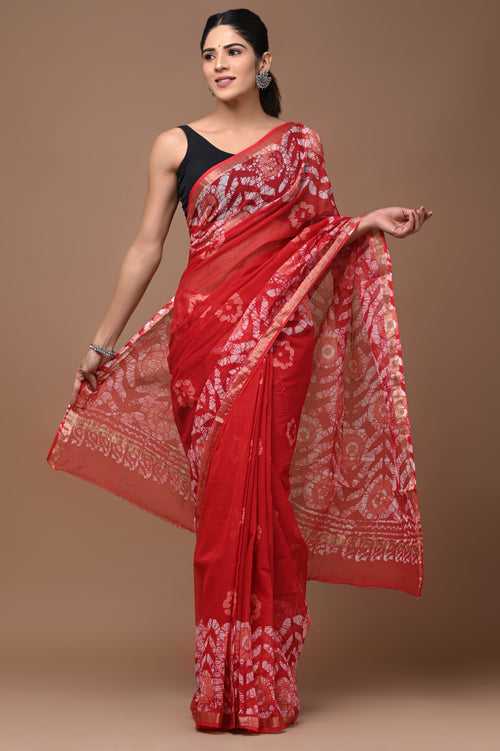 Exclusive Hand Block Printed Kota Doria Saree