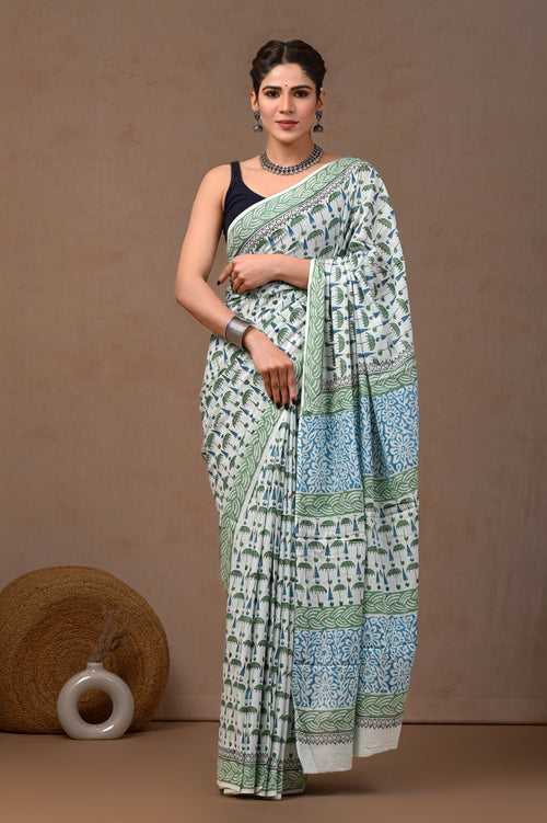 Hand Block Printed Pure Cotton Saree