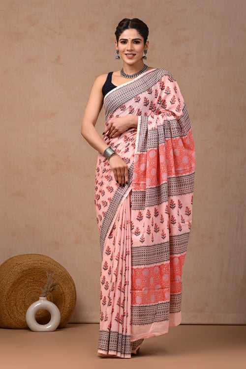 Hand Block Printed Pure Cotton Saree