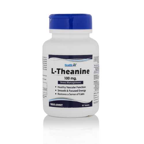 Healthvit L-Theanine 100mg For Stress Management | Healthy Vascular Function | Smooth & Focused Energy | Restores a Sense of Calm | Vegan And Gluten Free | 60 Tablets