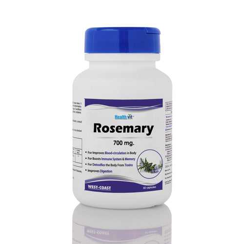 Healthvit Rosemary 700mg - For Proper Blood Circulation | Boost Immune System And Memory | Detoxifies The Body From Toxins | Improves Digestion | 60 Capsules