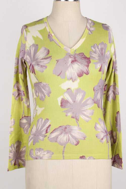 LEMON FLORAL CASHMERE SILK SWEATER