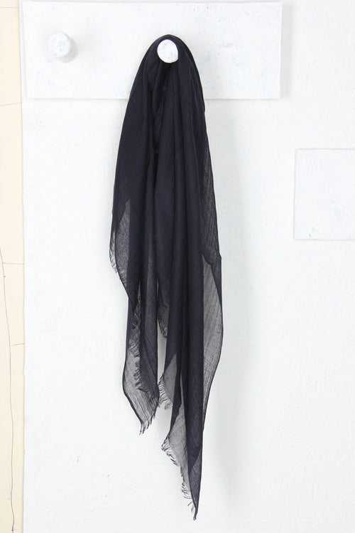 BLACK SILK CASHMERE SCARF