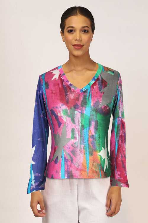 MULTI COLOUR FLORAL CASHMERE SILK SWEATER