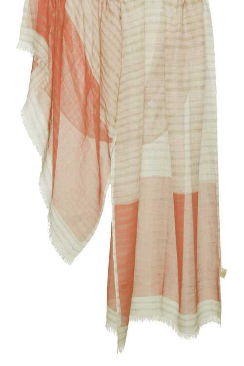 BEIGE & ORANGECONTEMPORARY SILK CASHMERE SCARF