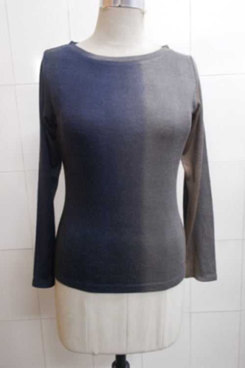 NAVY & GREY  CONTEMPORARY SILK WOOL CASHMERE SWEATER