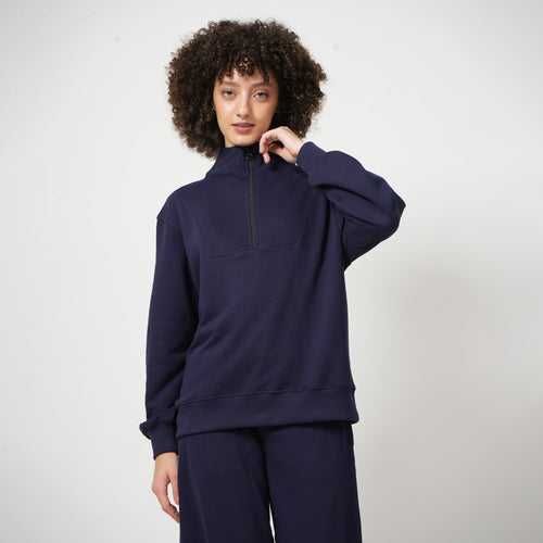 Half Zip Up Jumper > Navy Blue