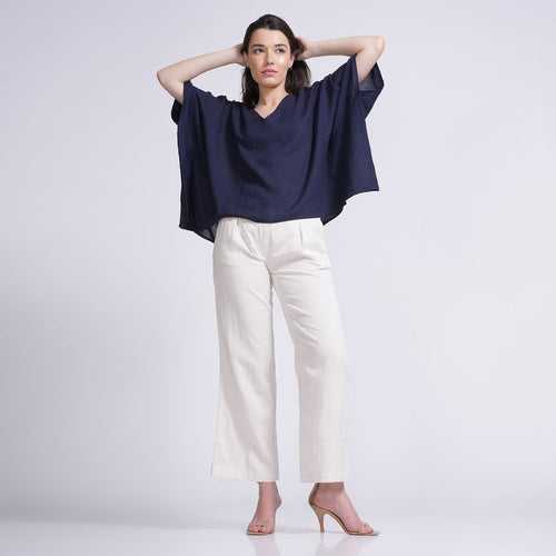 Rhys Set Of 2 - Kaftan Top & Pants - Navy & Ecru