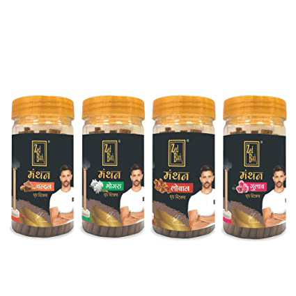 Zed Black Bamboo Less Dhoop Sticks in Jar Packing Dhoop Sticks – Manthan Series No Bamboo | Combo Dhoop Sticks– Pack of 4 (408 GM)