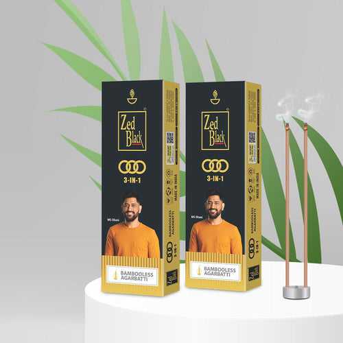 Zed Black 3in1 Bamboo Less Agarbatti / Incense Sticks -Pack of 2 (100gm x 2 = 200gm) Three Enchanting fragrances in a Pack