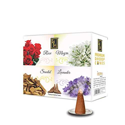 Dhoop Cone Combo of 12 Packs (4*3) - Rose, Mogra, Sandal & Lavender
