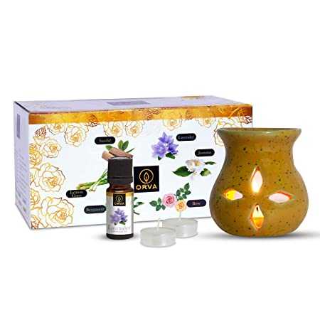 Orva Lavender Diffuser | Oil Burner with Tealight Candle and Diffuser Oil (Lavender)