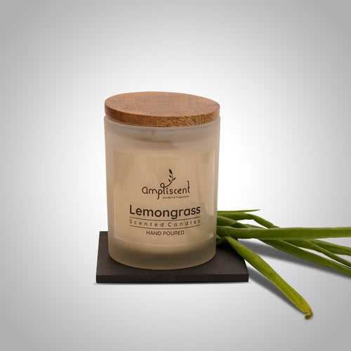 Ampliscent Exotic Candles Collection- Lemongrass (White Frosted Glass)