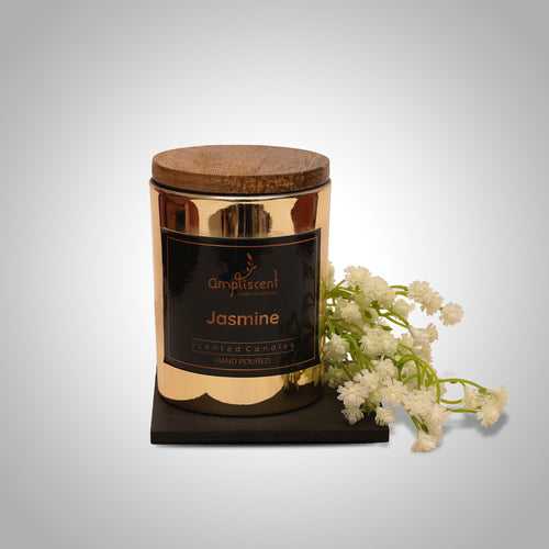 Ampliscent Exotic Candles Collection- Jasmine (Golden Metallic Finish Glass)