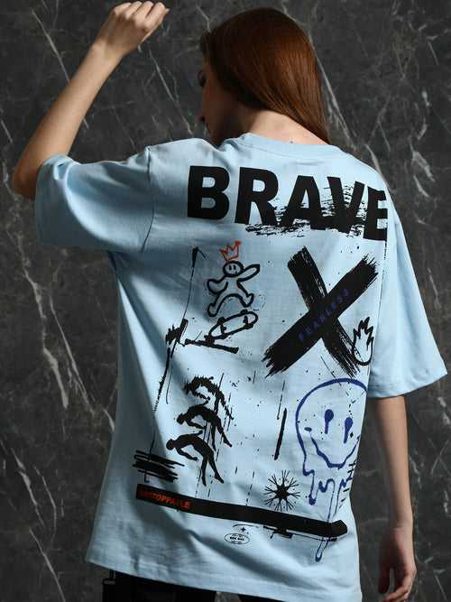 Sky Blue Brave Oversized T-Shirt
