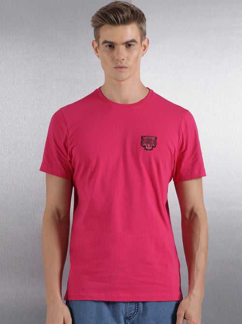 Pink Solid Half Sleeve Regular Fit T-Shirt