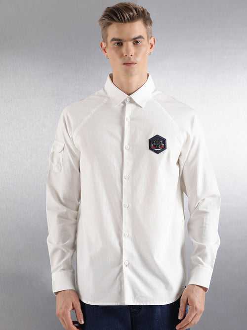 Off-White Printed Full Sleeve Relaxed Fit Shirt