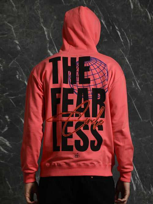 Coral Full Sleeve Fearless Relaxed Fit hoodie