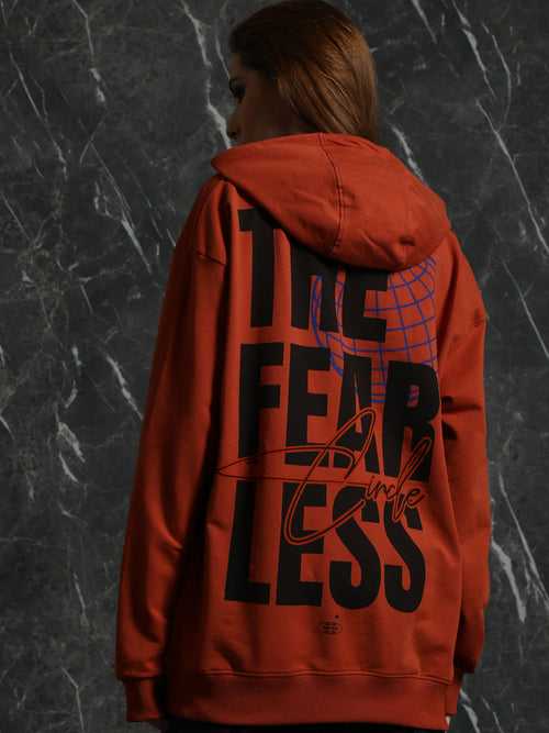 Rust Full Sleeve Fearless Relaxed Fit Hoodie