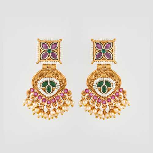 Gold-Toned Earrings with Eye-Catching Stone Detail