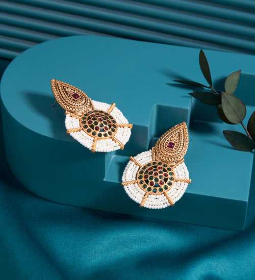 Gold-Toned Earrings with Eye-Catching Stone Detail