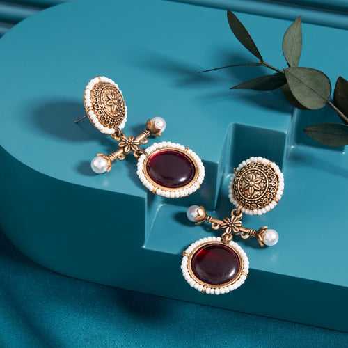 Gold-Toned Earrings with Eye-Catching Stone Detail