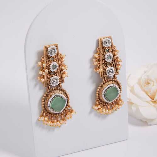 Gold-Toned Earrings with Eye-Catching Stone Detail