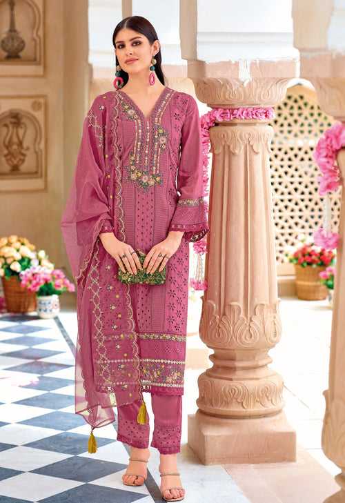 Sadia Carnation Schiffli Heavy Pakistani Suit Set