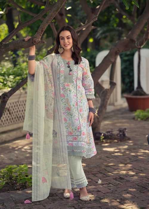 Aima Grey Cotton Suit Set