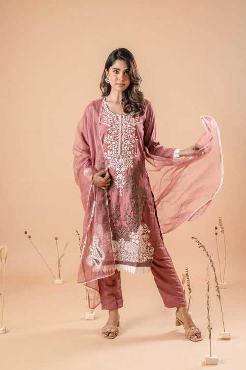 Mudra Raisin Embroidery Pakistani Suit set