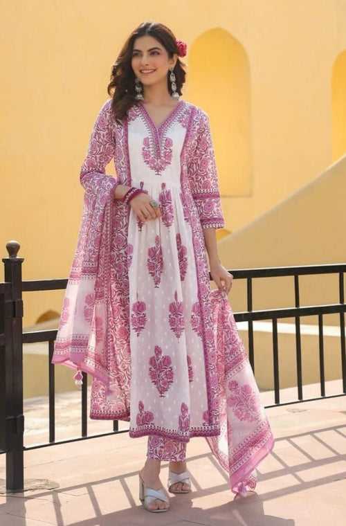 Ishani Orchid cotton suit set