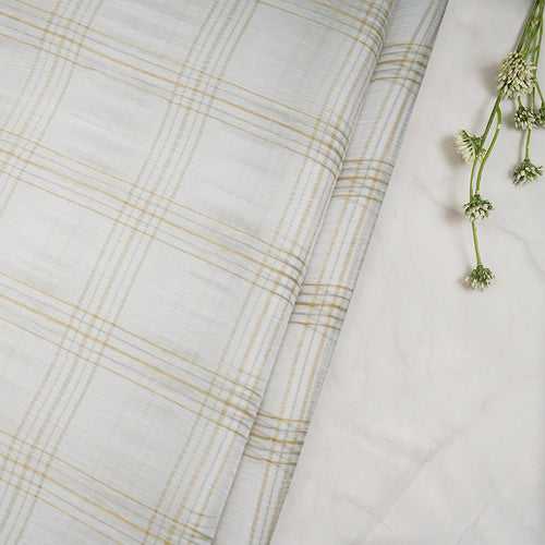 White Dyeable Check Pattern Handloom Chiffon Silk Fabric