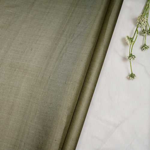 Pastel Green Piece Dyed Handwoven Tusser Silk Fabric